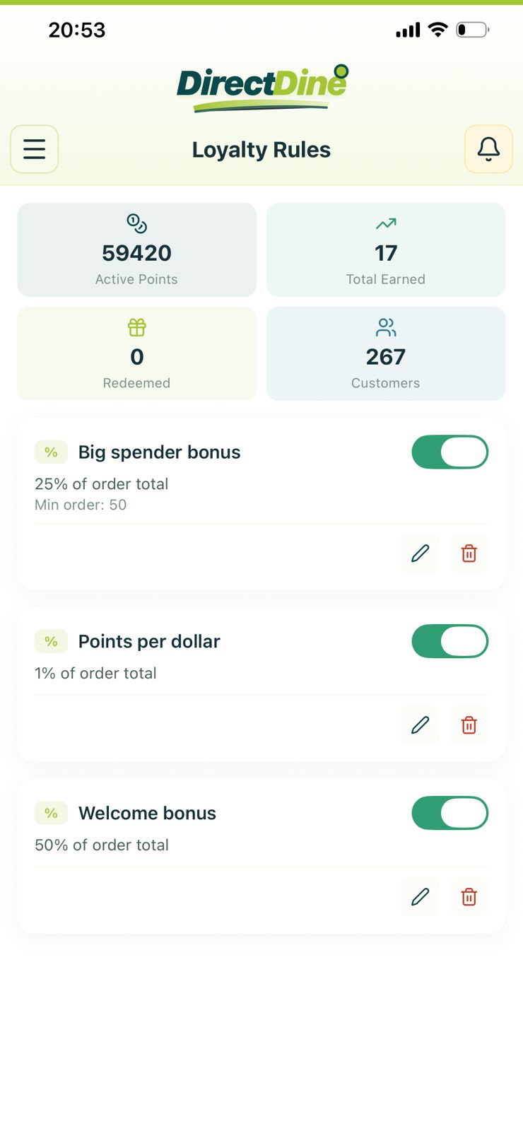 Direct Dine app preview screen 2 of 8
