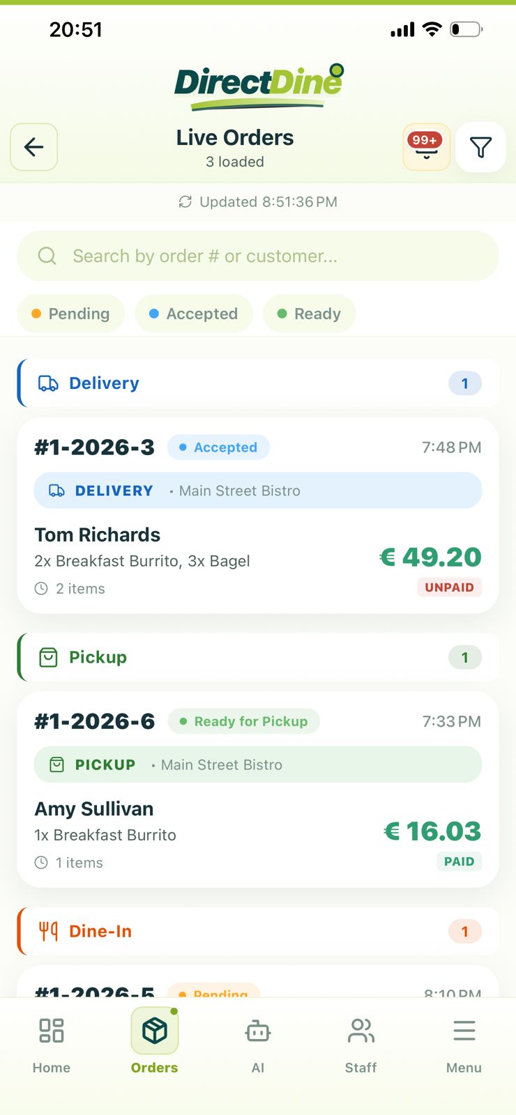 Direct Dine app preview screen 5 of 8